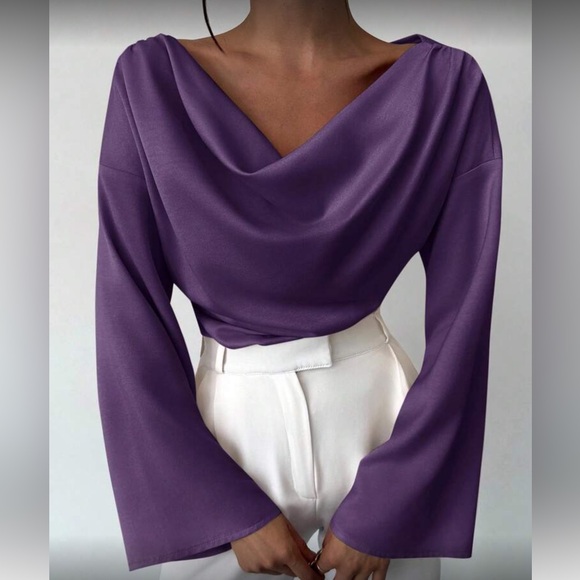 Elegant Pink  Drape Blouse - Picture 10 of 16